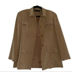 Donna Karan New York Vintage 100% Silk Light Utility Jacket - Camel - Size M